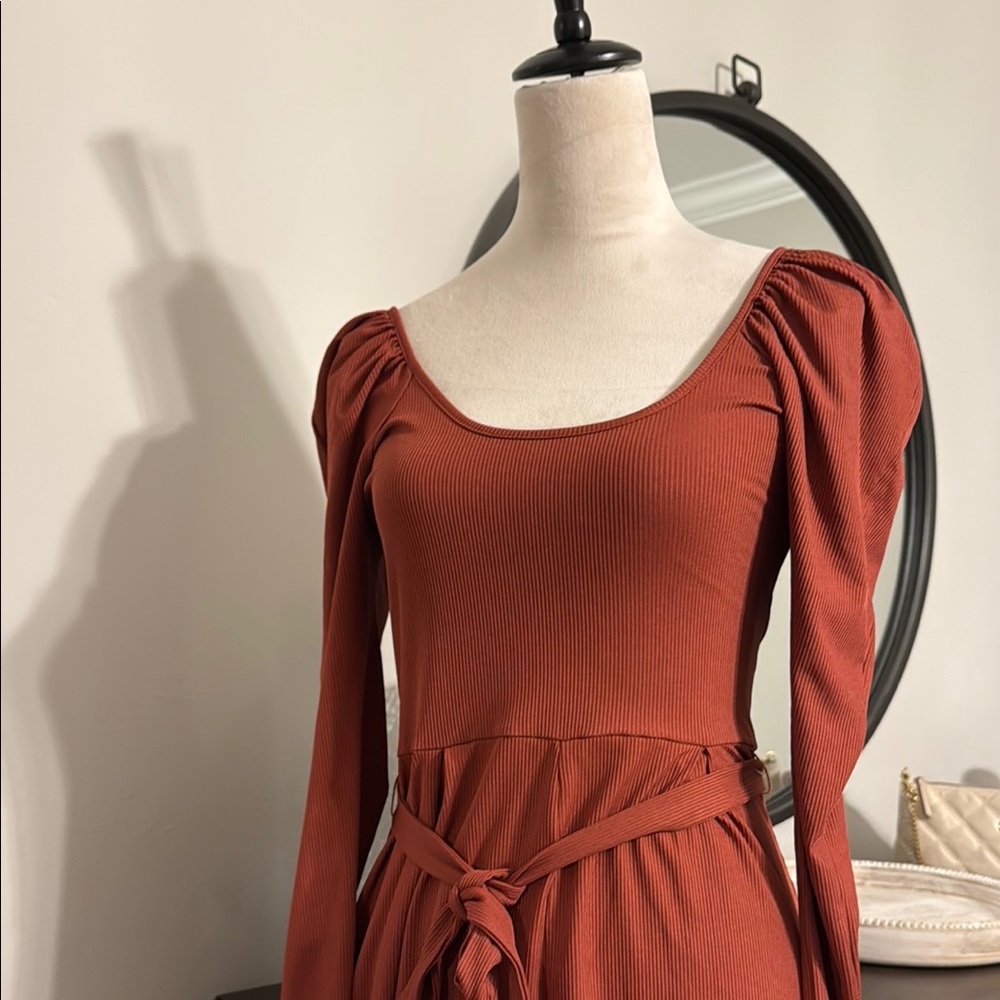 ASOS Jumpsuit Elegant Rust Long Sleeve Jumpsuit